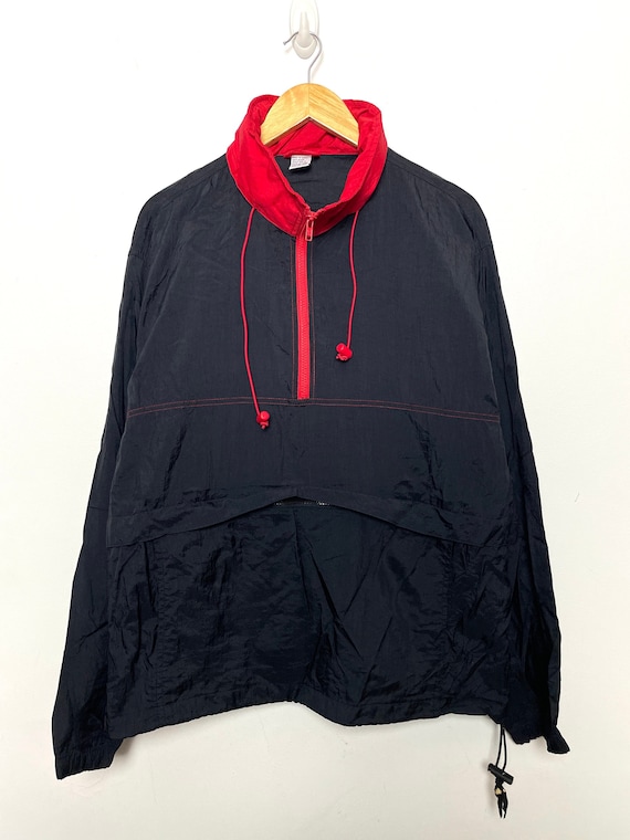 Vintage 1990s Marlboro Black and Red Blank Anorak… - image 1