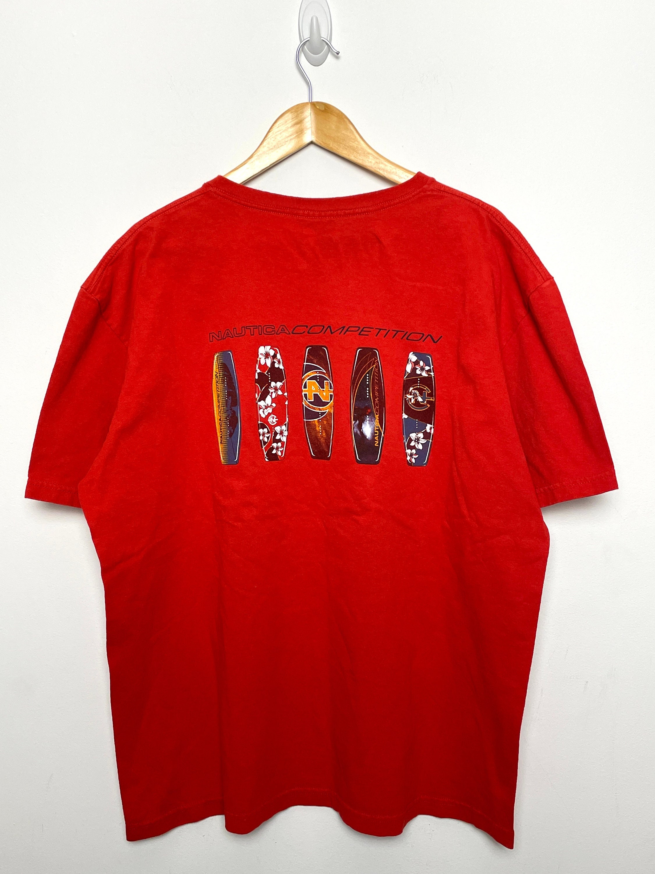 Vintage 1990s Nautica Competition Surfboard Graphic Sailing Tee 