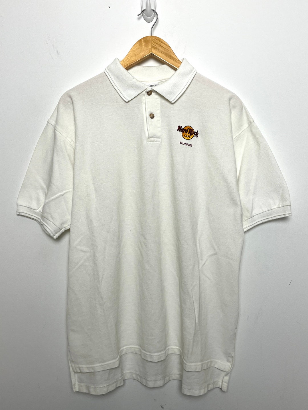 Vintage 1990s Hard Rock Cafe Baltimore Made in USA Graphic Polo