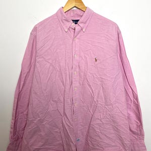 Vintage 1990s Polo by Ralph Lauren Pink Button up Long Sleeve