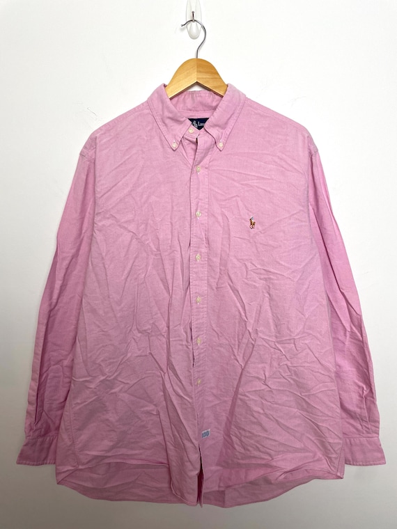 Vintage 1990s Polo by Ralph Lauren Pink Button up Long Sleeve