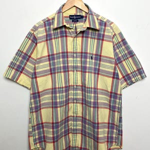 Vintage 1990s Polo by Ralph Lauren Checkered Plaid Short Sleeve Button Up Shirt (size adult Large)