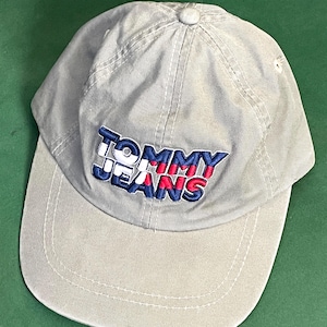 Vintage 1990s Tommy Hilfiger Jeans Embroidered Spell Out Flag Logo Khaki Hat (adjustable)