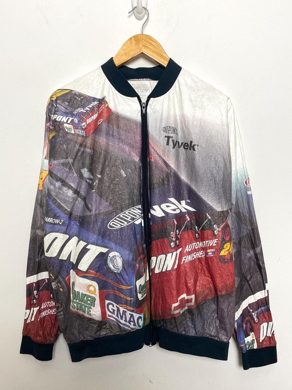 Vintage 1990s NASCAR Jeff Gordon 24 Tyvek Dupont Zip up All Over