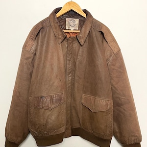 Vintage 1990s G-lll Global Identity Genuine Brown Leather Paisley Lined Aviator Bomber Jacket (size adult XL)