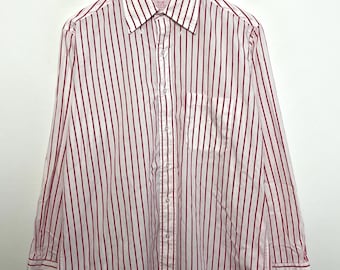 Camisa vintage de manga larga con botones, a rayas rojas y blancas, de Brooks Brothers, fabricada en EE. UU. en la década de 1990 (talla M de adulto).