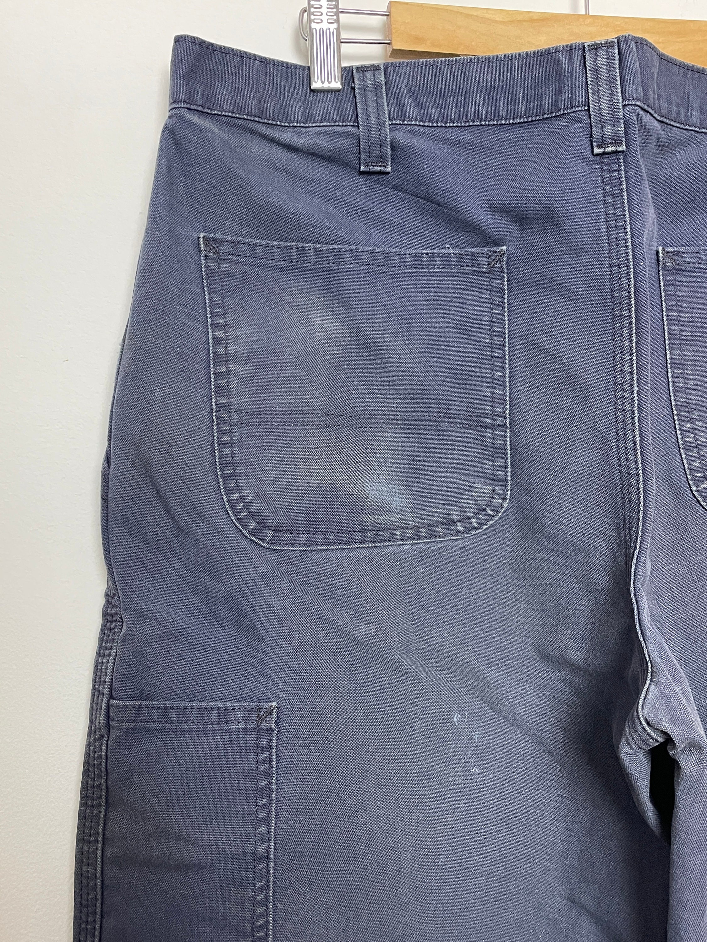 Vintage 1990s Carhartt Navy Blue Zip Fly Wide Leg Work Pants