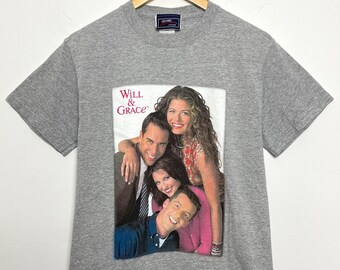 1990年代のヴィンテージ「ウィル＆グレイス」シットコムTV番組グラフィックTシャツ（大人用Sサイズ）
