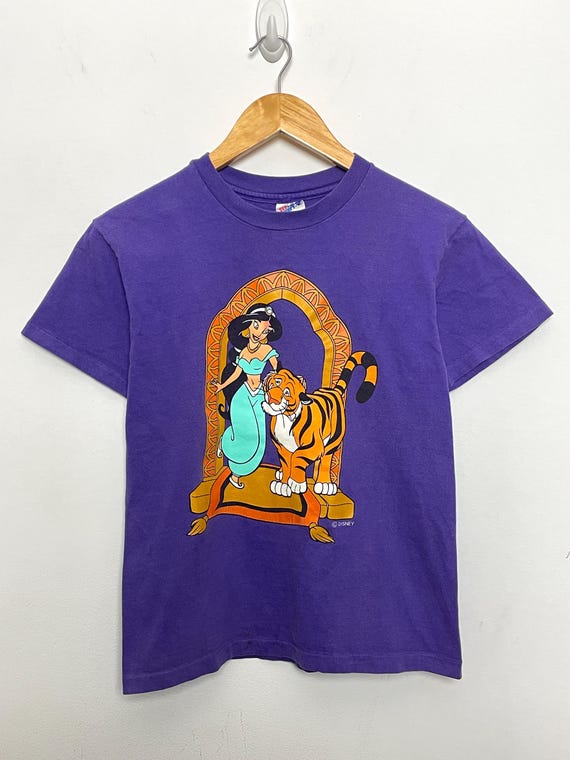 キッズ古着 vintage Disney Aladdin jasmine Tee Vintage 1992 Aladdin Disney Movie Jasmine and Rajah Tiger