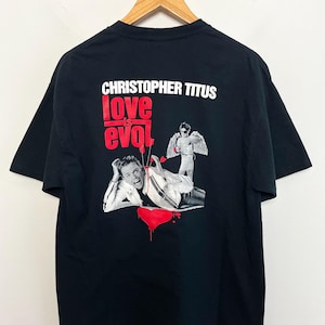 Vintage 2000s Christopher Titus “Love is Evol” Comedy Tour Cupid Graphic Autographed Tee Shirt (size adult Large)