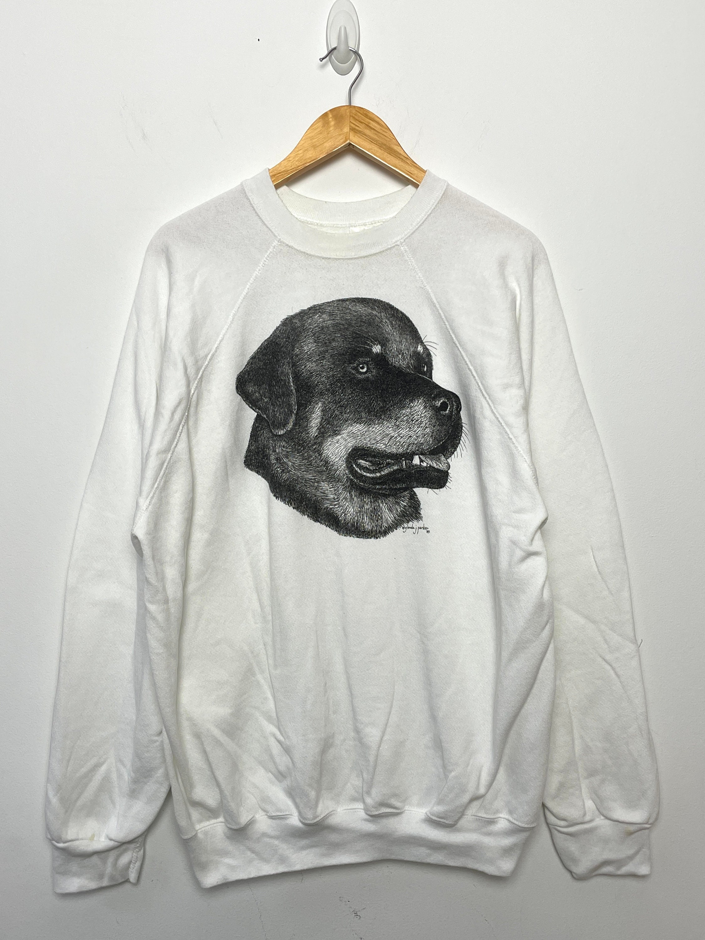 Buy Vintage 1989 Rottweiler Illustrated Dog Graphic Pullover 