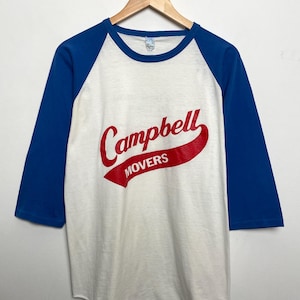 Vintage 1980s The Knits made in USA Campbell Movers “The Best Move in Town” Pennsylvania Graphic Raglan Tee Shirt (fits adult size Medium)