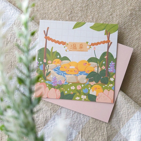 5x5 Spring Ghibli Onsen Art Print | Cute Aesthetic Spirited Away Wall Decor