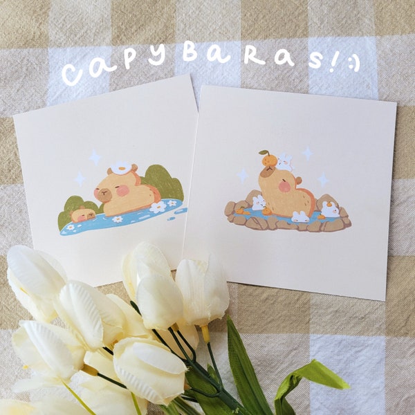 5x5 Inch Capybara Art Prints | Cute Wall Decor