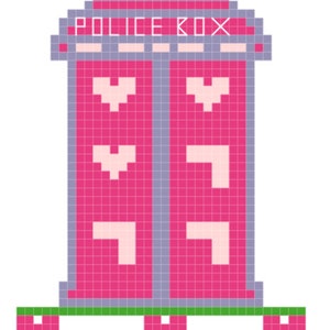 Valentine's Day Space Traveling Police Box 4x4 Cross Stitch Patern