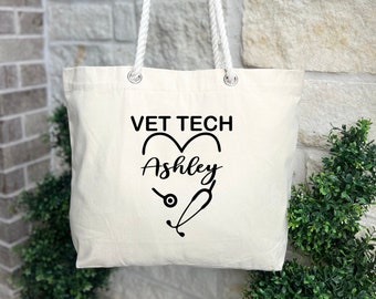 Customized Vet Tech Bag, Veterinary Technician Tote Bag, Vet Tech Week Gift Bag, Vet Tech Gift for Graduation, Personalized Vet Tech Gift