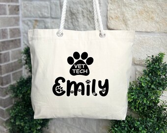 Customized Vet Tech Bag, Veterinary Technician Tote Bag, Vet Tech Week Gift Bag, Vet Tech Gift for Graduation, Personalized Vet Tech Gift