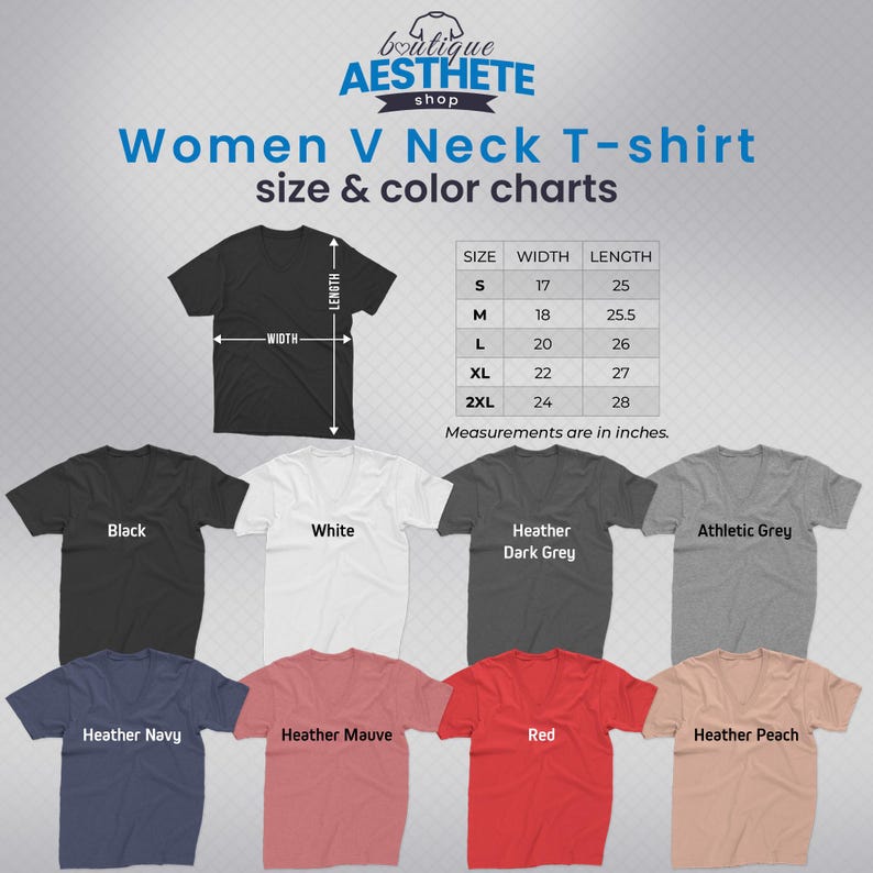 women's v neck t - shirt size and color chart
