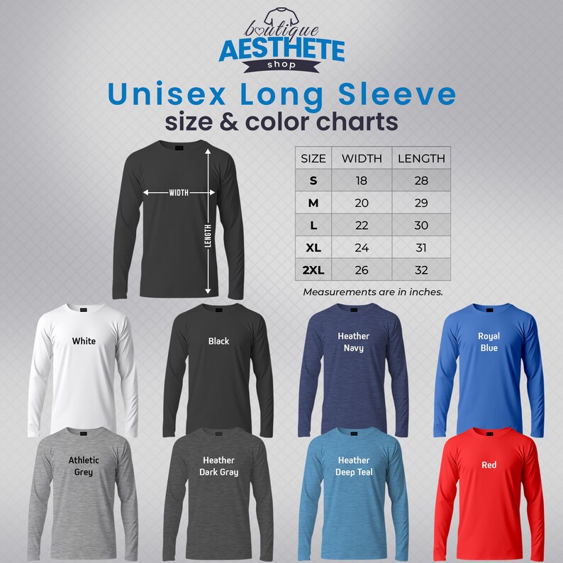 men's long sleeve t - shirt sizes and colors