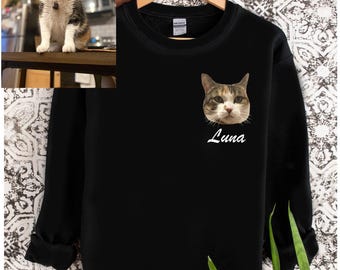 Custom Cat Photo Sweatshirt, Custom Dog Photo Sweatshirt, Custom Pet Hoodie, Personalized Dog, Cat Lover, Dog Lover, Personalized Pet Hoodie