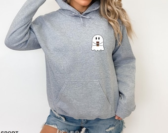 Halloween Hoodie,  Scary Ghost, Cute Ghost Sweat, Halloween Gifts,  Ghost Sweatshirt, Woman Halloween Hoodie, Spooky Vibes Hoodie