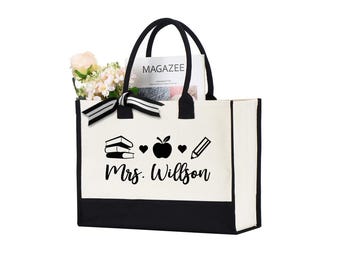 Customized Teacher Bag, Personalized Gift Tote Bag, Teacher Tote Bag, Shoulder Bag For Teacher, Custom Teacher Tote Bag, Teacher Gifts