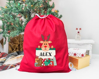 Customized Santa Sack, Christmas Present Sack, Christmas Eve Santa, Christmas Sack, Personalized Christmas Toy Sack, Christmas Gift Bag