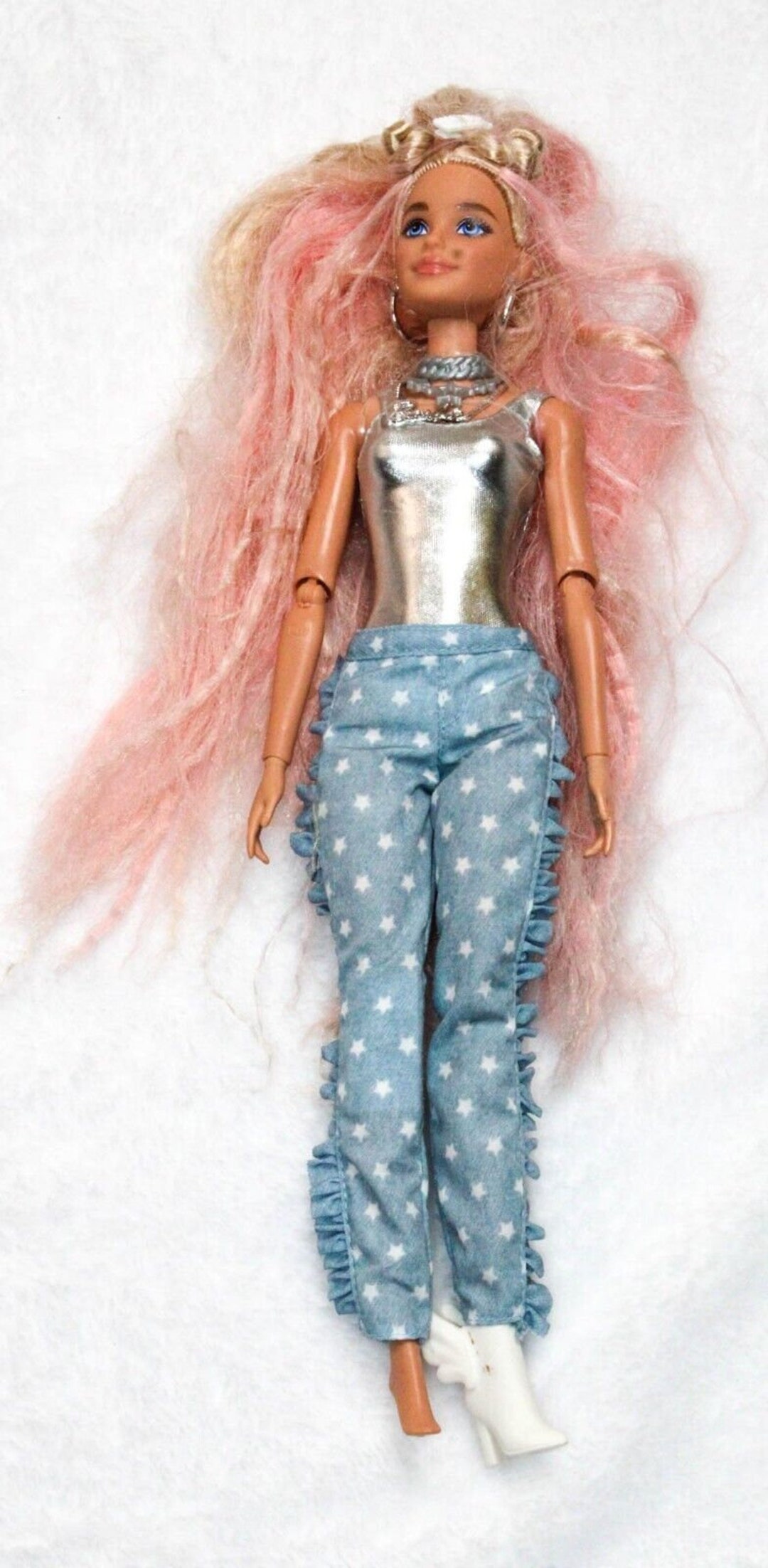 Barbie Doll Extra Doll 3 Blonde Pink Crimped Hair Mattel 2015 NO BOX Etsy
