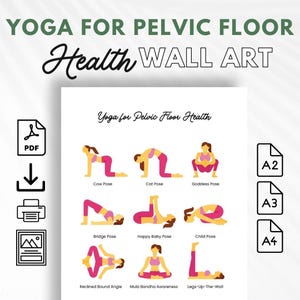 Yoga Poses for Tight Pelvic Floor Muscles Release, Relax&Loosen, Printable PDF, Kegel Strengthening For Women, Postpartum Health Recovery