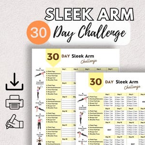 30-Day Shoulder Workout Challenge, Home Arm Workout No Equipment PDF Download, Printable Easy at Home Exercises for Flabby Arms Over 40, 50