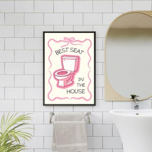 Best Seat in The House Wall Art, Coquette Aesthetic Poster, Pink Girly Preppy Print, Bathroom&Toilet Decor, Cute, WC Funny Trendy Retro Art