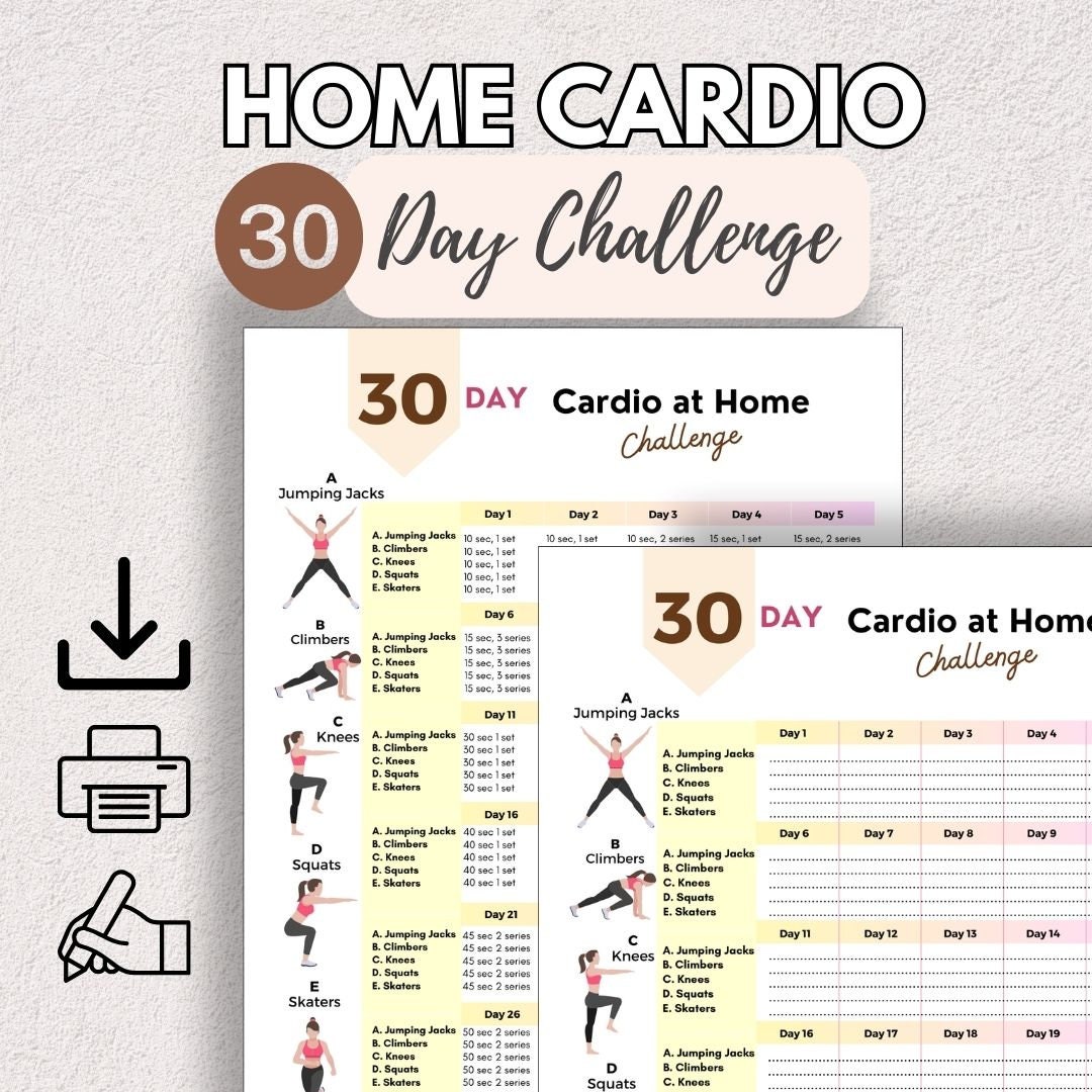 30 Day Cardio Home Workout Challenge for Women (PDF Printable)