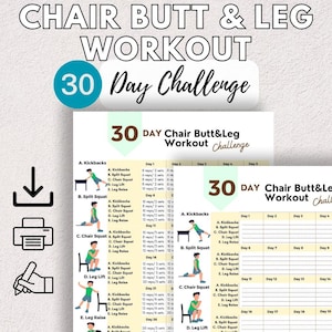 Chair Exercises for Glutes, 30-Day Workout Challenge, Bigger Buttocks Workout at Home for Seniors and Women, Bum & Thigh Muscles Fitness PDF