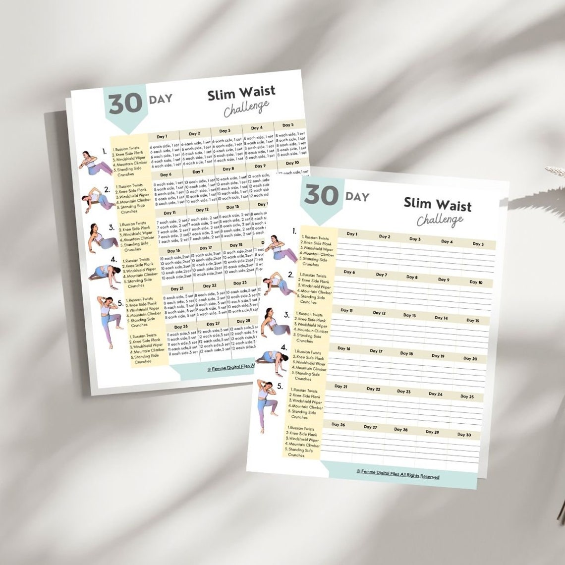 30 Day Ab Workout, Printablefillable PDF, 30 Days Workout Challenge ...