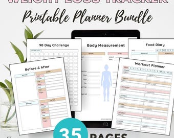 Printable Weight Loss Planner, Fitness & Meal Tracker (PDF)