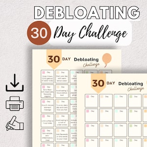 30-day Debloating Challenge Printable, Gut Health Guide, Digestion Improvement, Probiotic Boost, Gas and Bloating Solution,Constipation Help