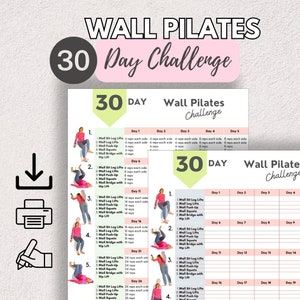 30 Day Wall Pilates Workout Challenge for Beginners&Seniors; Wall Exercise for Abs, Belly Fat, Posture and Arms; At-Home Weight Loss Plan