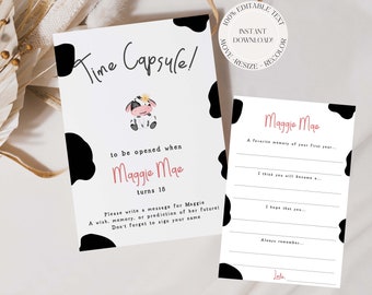 Cow Birthday Template, Digital Cow Time Capsule, Girl Cow Birthday Wishes, Digital Download Holy Cow Birthday Message Template, Farm Party