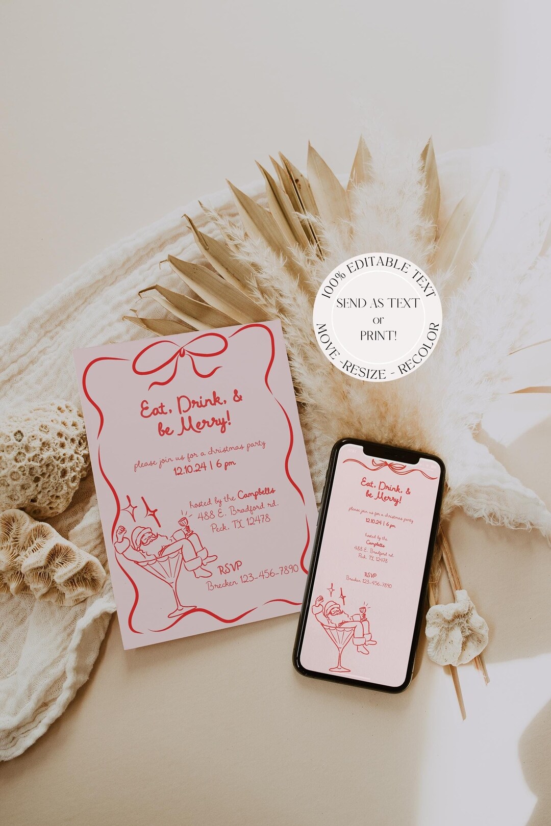 Whimsy Prom Invite Friendsmas Party Invite Template, Whimsical Christmas Cocktail Party ...