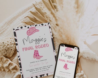 Final Rodeo Bridal Shower Invite Template, Brides Last Ride Bachelorette Instant Download, Last Rodeo Bridal Invitation, Editable Cowgirl