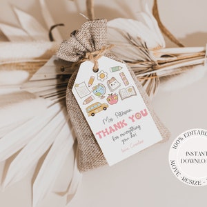 Teacher Appreciation Gift Tag, End of School Year Tag, Thank You ...