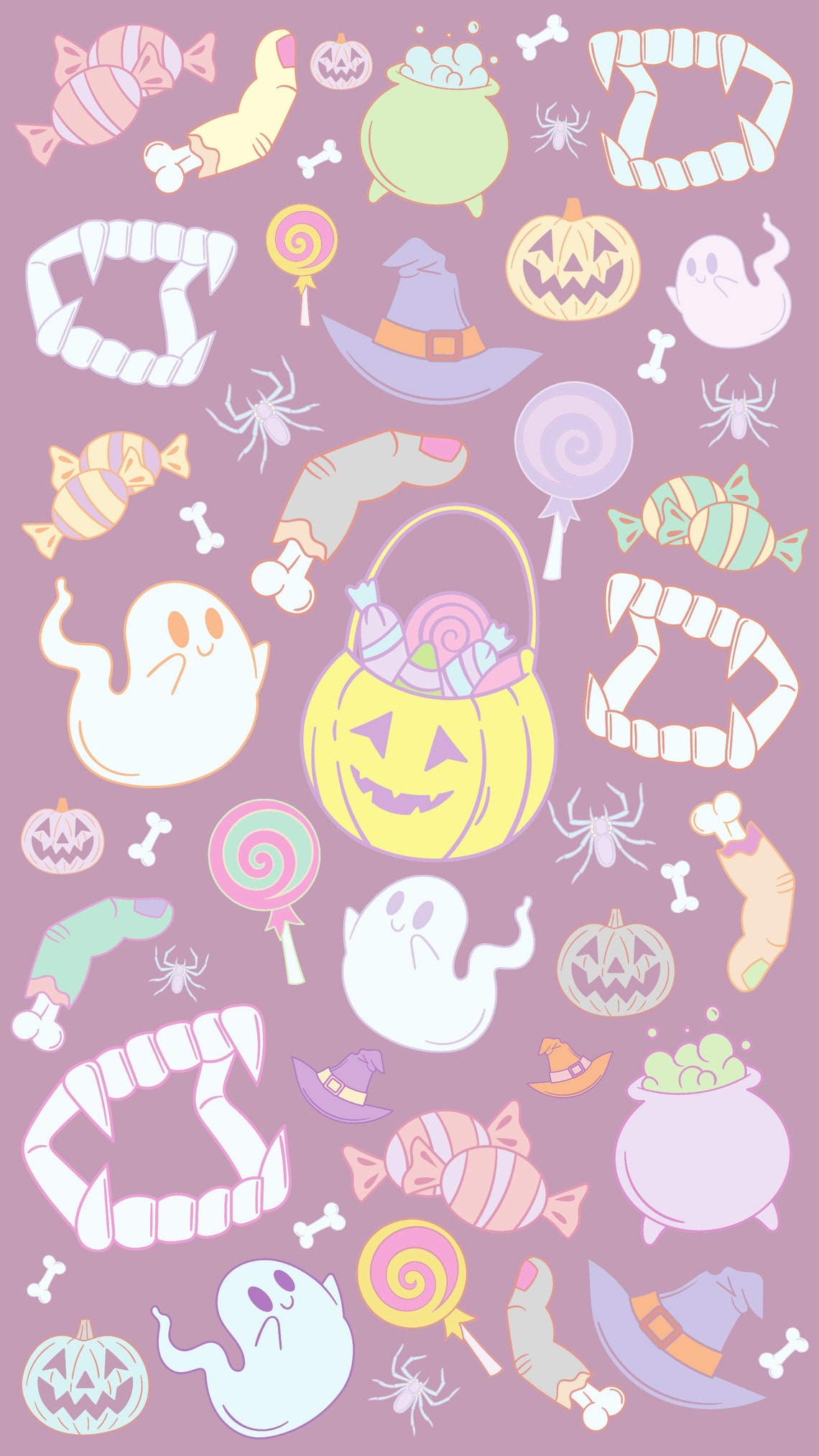 Pastel Halloween Phone Wallpaper Background Cute Halloween - Etsy