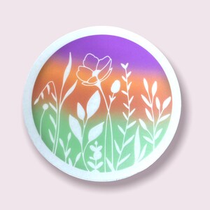 Flower Sticker, Clear sticker