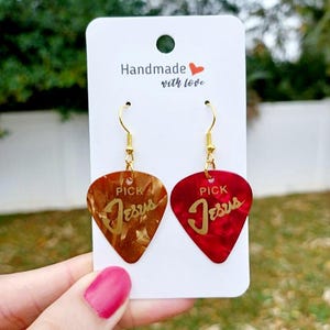 Handmade Guitar Pick Earrings | Mix Set - Orange Pair or Bronze/Red Pair