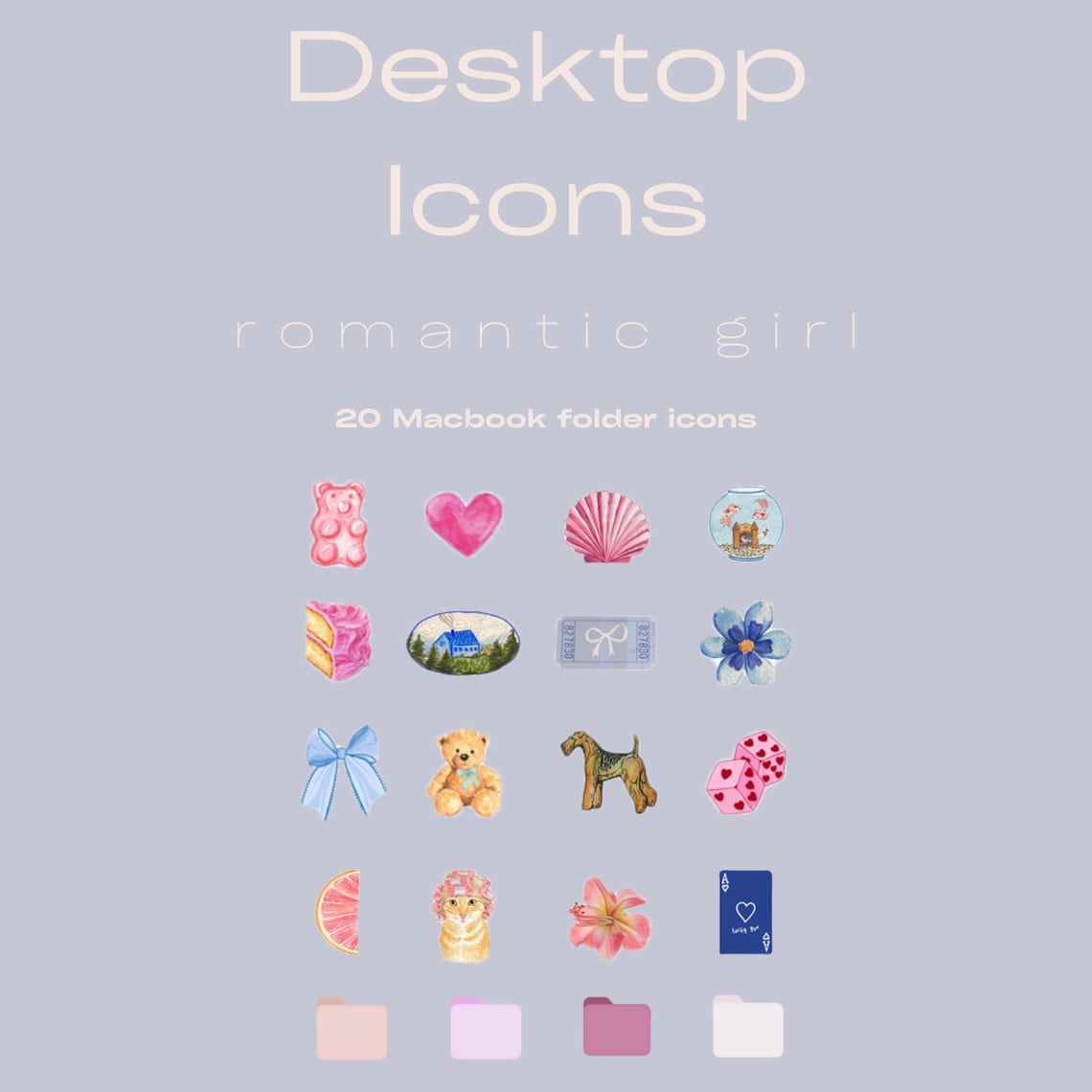 Romantic Girl MacBook Folder Icons | Modern Aesthetic Desktop ...