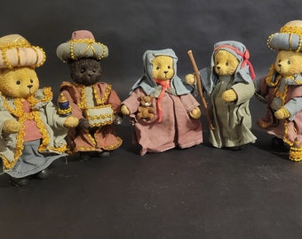 Vintage Bear Nativity Set Figures, Vintage Teddy Bear Nativity, Christmas Decor home Nativity Figurines