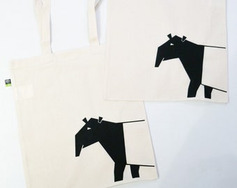 Tapir jute bag carrying bag fair trade cotton hand printed screen printed fabric bag jute bag cotton