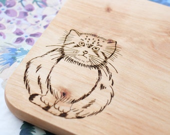 Breakfast board Manul Pallas Cat cat gift idea wooden board board cute animal
