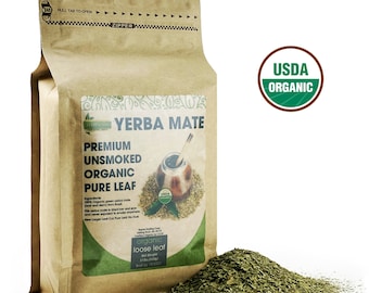 Yerba Mate Premium Organic Pure Leaf Unsmoked 400g (14 oz)  Unsmoked, Certified Organic No Added Dusts No Added Stems YerBalance