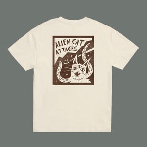 Hand Printed T-shirt (Alien Cat Attacks Print)